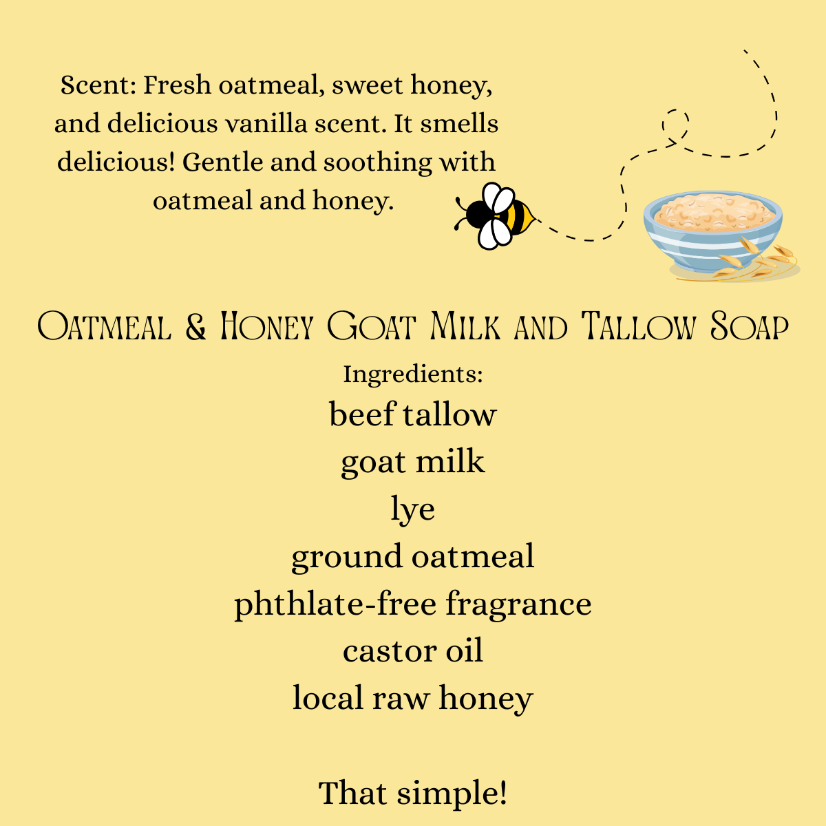 Oatmeal and Honey Goat Milk and Tallow Soap