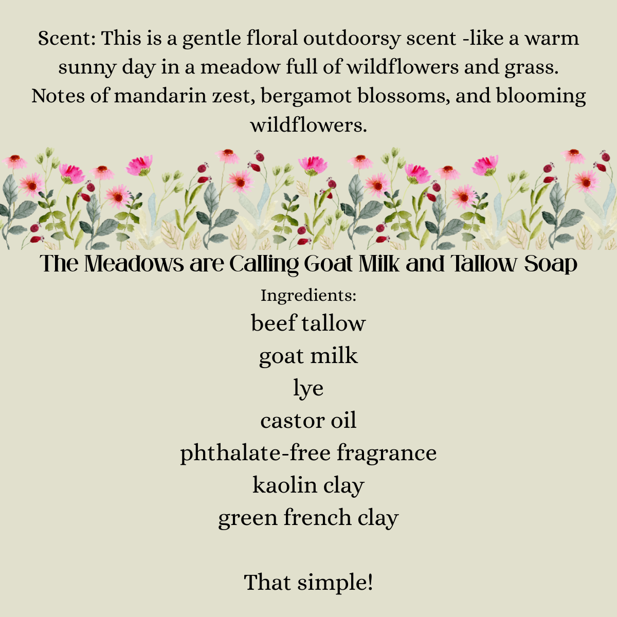 The Meadows are Calling Goat Milk and Tallow Soap