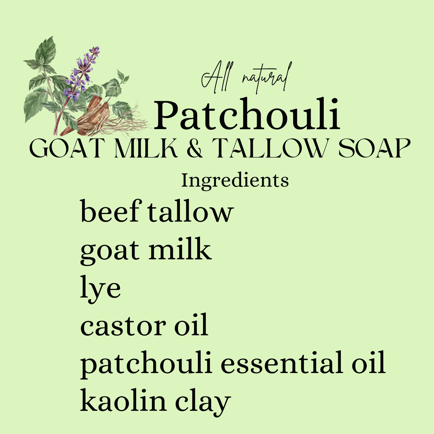 All-Natural Soap - Patchouli Goat Milk and Tallow Soap