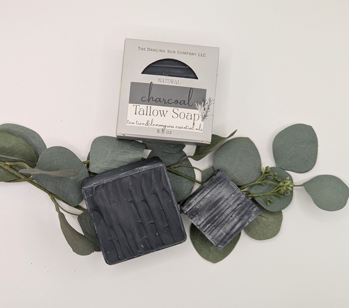 Charcoal Tallow Soap -lemongrass and tea tree